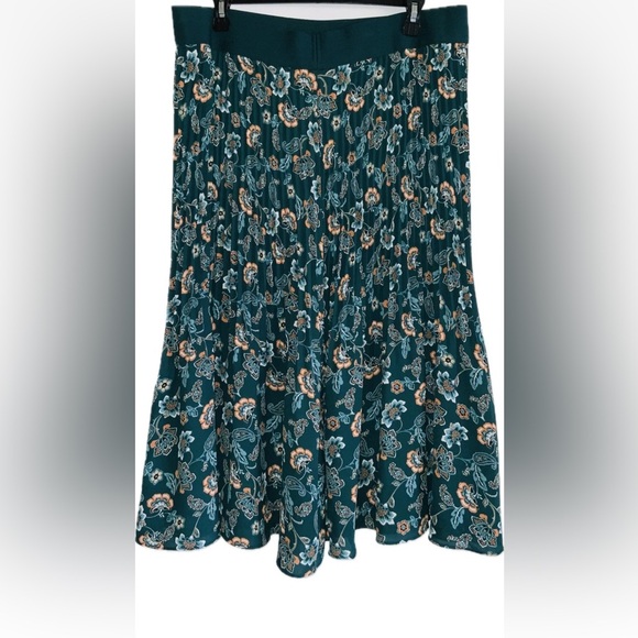 J. Jill Wearever Coll Women’s Lightweight Midi Pleated Skirt Forest Green (P-20) - Picture 3 of 6
